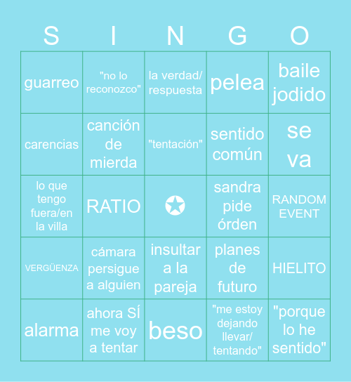 EL BINGO DE LAS TENTACIONES Bingo Card