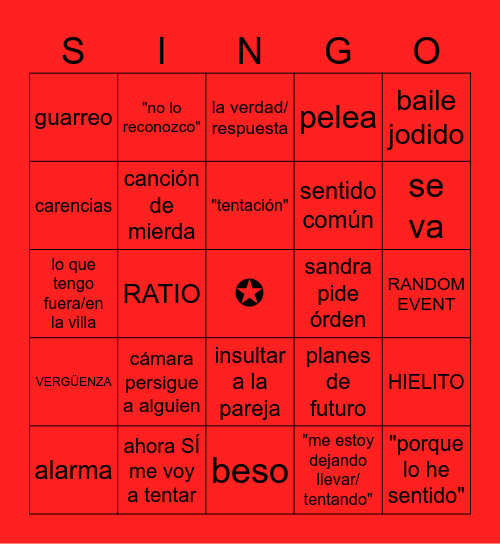 EL BINGO DE LAS TENTACIONES Bingo Card
