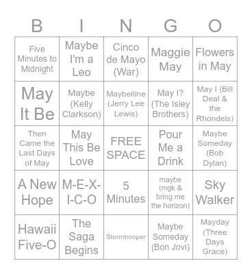 5/4 - 5/5/25 "May" Bingo Card