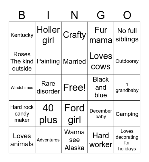 Christy Bingo Card