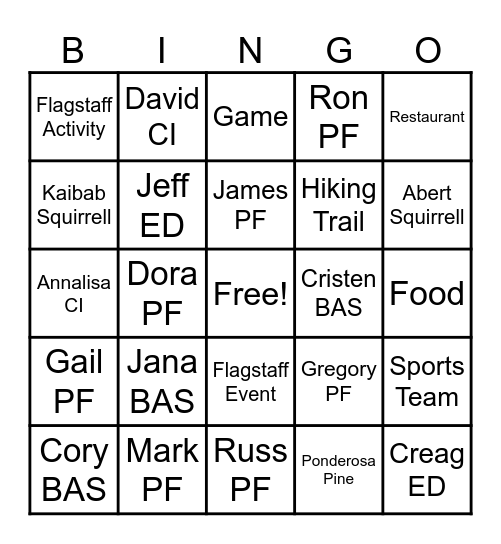 Community Investment BINGO Card