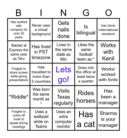 Farewell Bingo Card