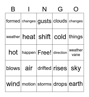 In Motion Bingo Card