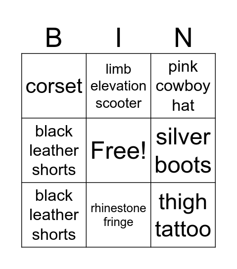 Rodeo Bingo Card