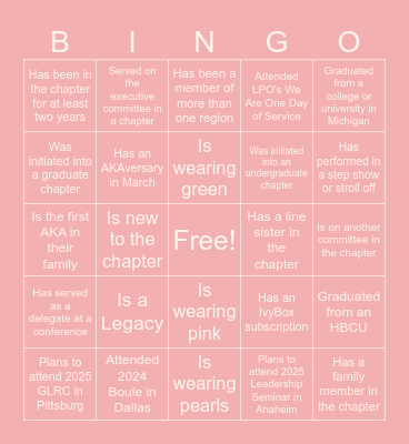 Find a Soror Who... Bingo Card