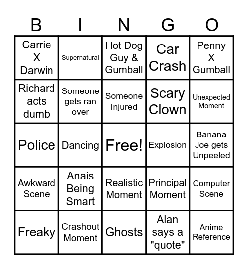 TAWOG Funny Moments Bingo Card