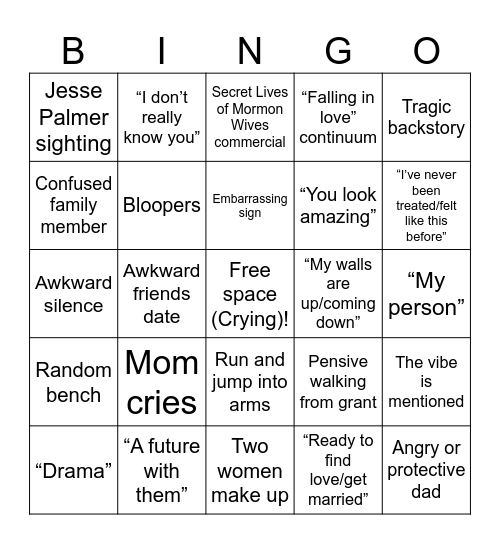 The Women Tell All Bingo Card