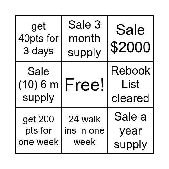 Reception 3/1-3/15 Bingo Card