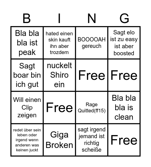 Dustin Bingo Card