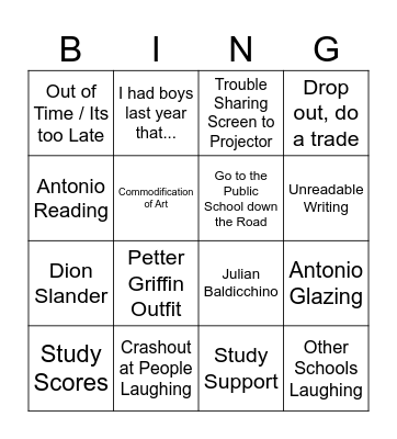 Tomassoni Bingo Card