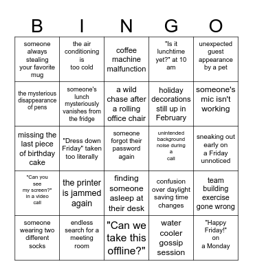 Office tropes Bingo Card