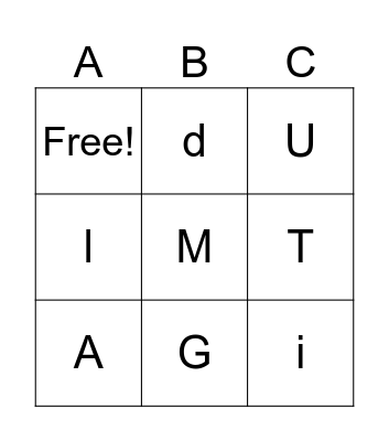 ALPHABET BINGO Card