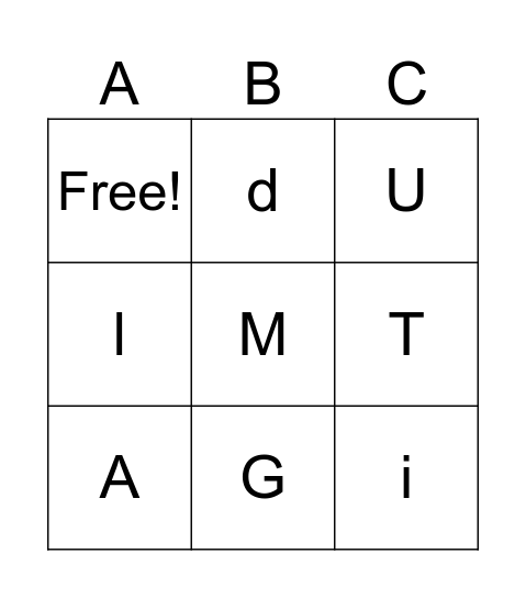 ALPHABET BINGO Card