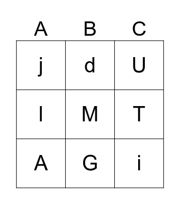 ALPHABET BINGO Card