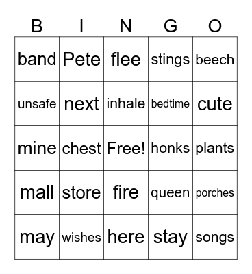 comprehensive Bingo Card