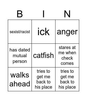 red flags pt 1 Bingo Card