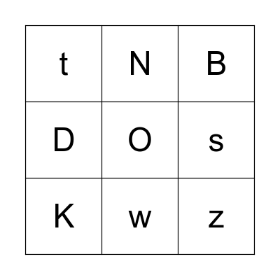 Alphabet Bingo Card