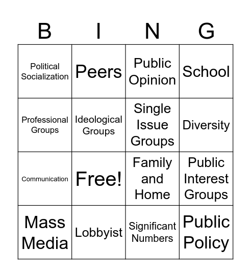 Review Bingo Card