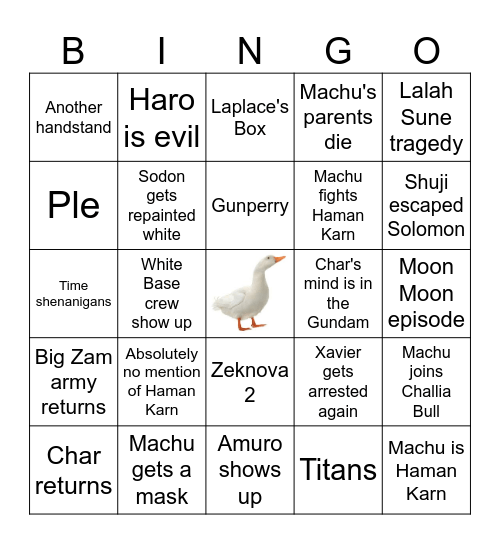 What's next in Gquuuuuux? Bingo Card