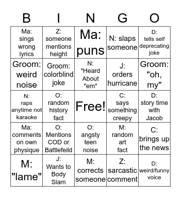 Bachelor Bingo - Alex Bingo Card