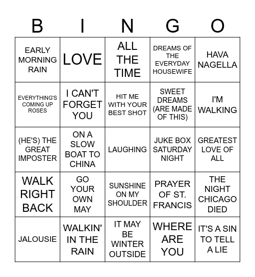 MB #82  -  ONE FOR THE AGES Bingo Card