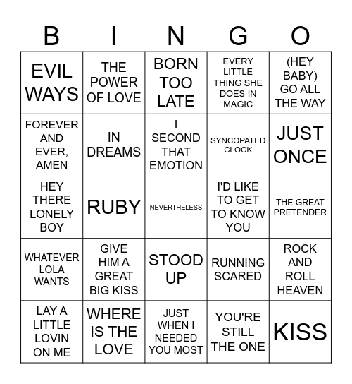 MB #83  -   A BUCKET OF HITS! Bingo Card