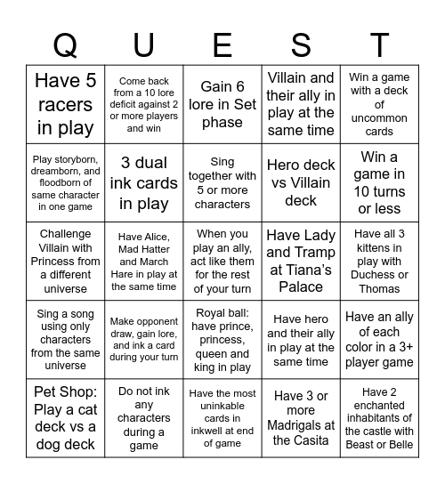 The Sanctum Lorcana League Bingo Card