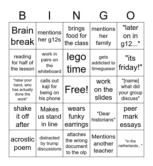 Altena Bingo Card