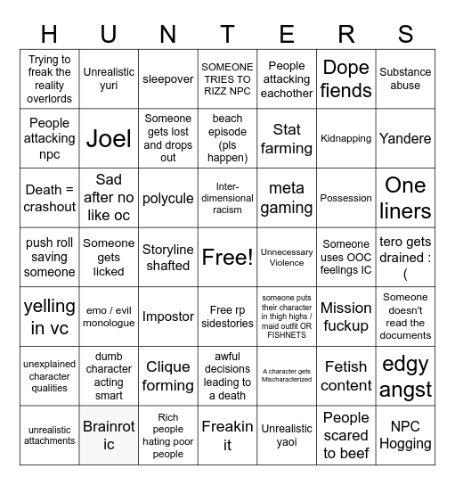Doomer Prediction Bingo Card