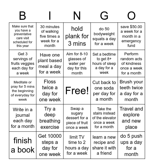 Wellness Bingo Card March Bingo Card