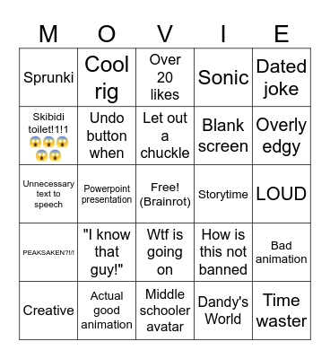 MyMovie Bingo Card