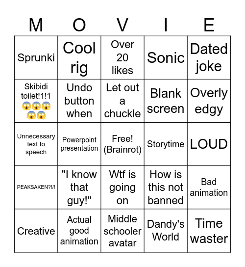 MyMovie Bingo Card
