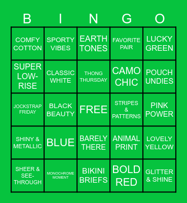 MARCH UNDIES BINGO!! Bingo Card