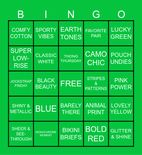 MARCH UNDIES BINGO!! Bingo Card
