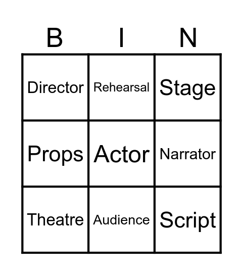 Theatre Bingo Card