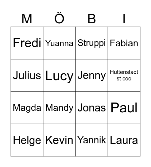 Möbis Bingo Card