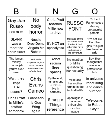 The Electric State Bingo Card