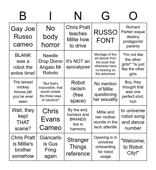 The Electric State Bingo Card