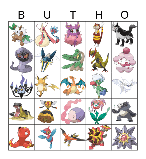 Pokemon Mega Bingo Card