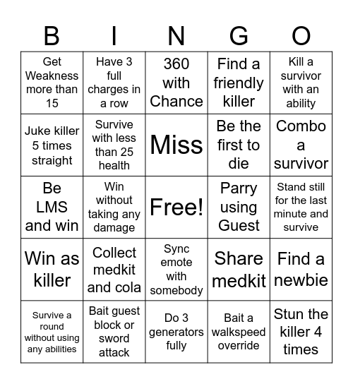 forsaken bingo lolz Bingo Card