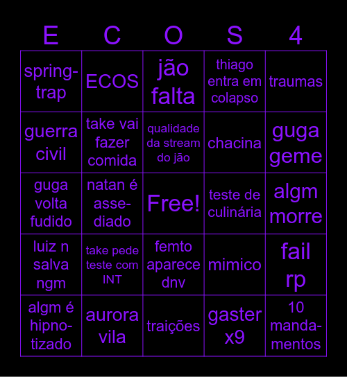 Arco Webber Bingo Card