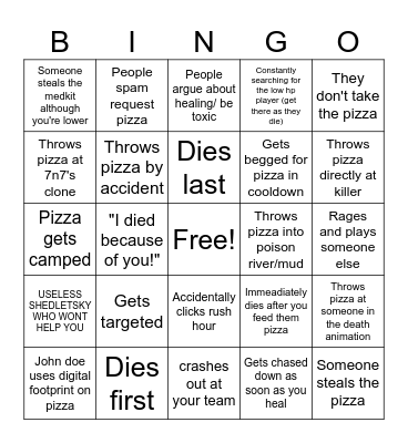 Elliot Main Bingo Card