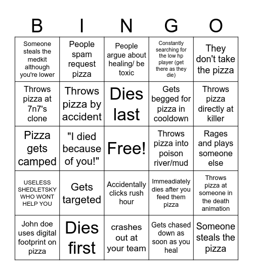 Elliot Main Bingo Card