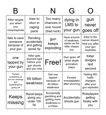 Chance Main Bingo Card