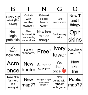 IDV LIVESTREAM Bingo Card