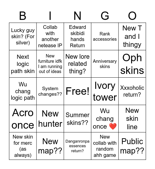 IDV LIVESTREAM Bingo Card