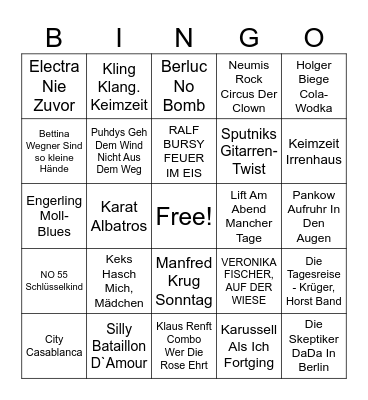 DDR-Hits Bingo Card