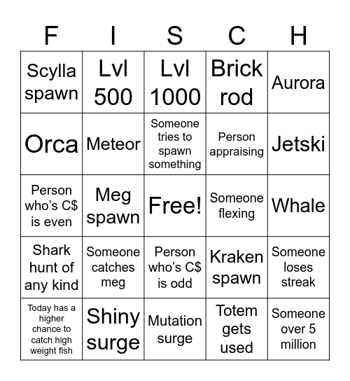 Fisch bingo Card