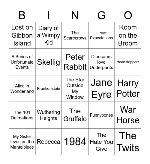 KS3 Books Bingo Card