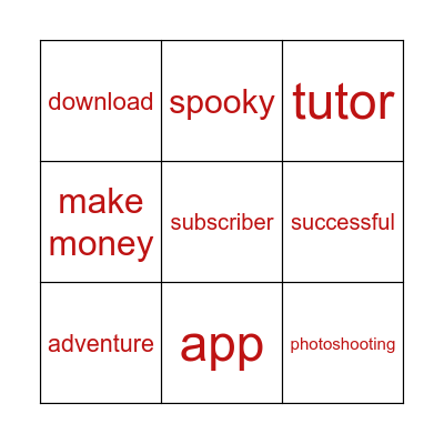 Words Bingo Card